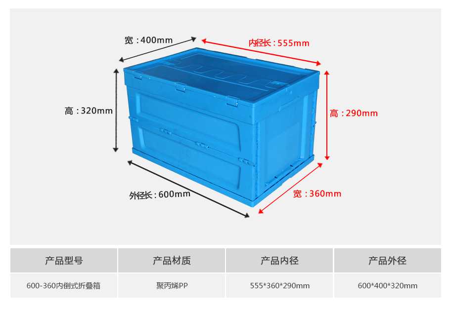 軒盛塑業(yè)600-360塑料內(nèi)倒式折疊周轉(zhuǎn)箱